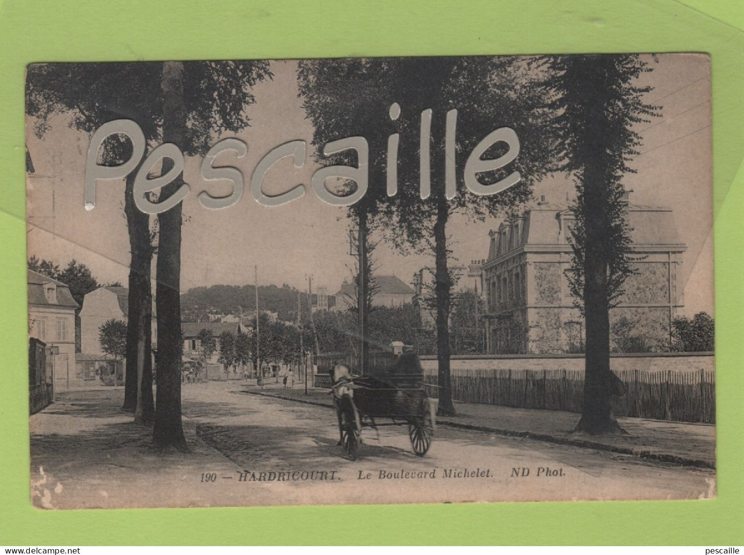 78 YVELINES - CP ANIMEE HARDRICOURT - LE BOULEVARD MICHELET - ND PHOT. N° 190 - CIRCULEE EN 1912 ? - Hardricourt