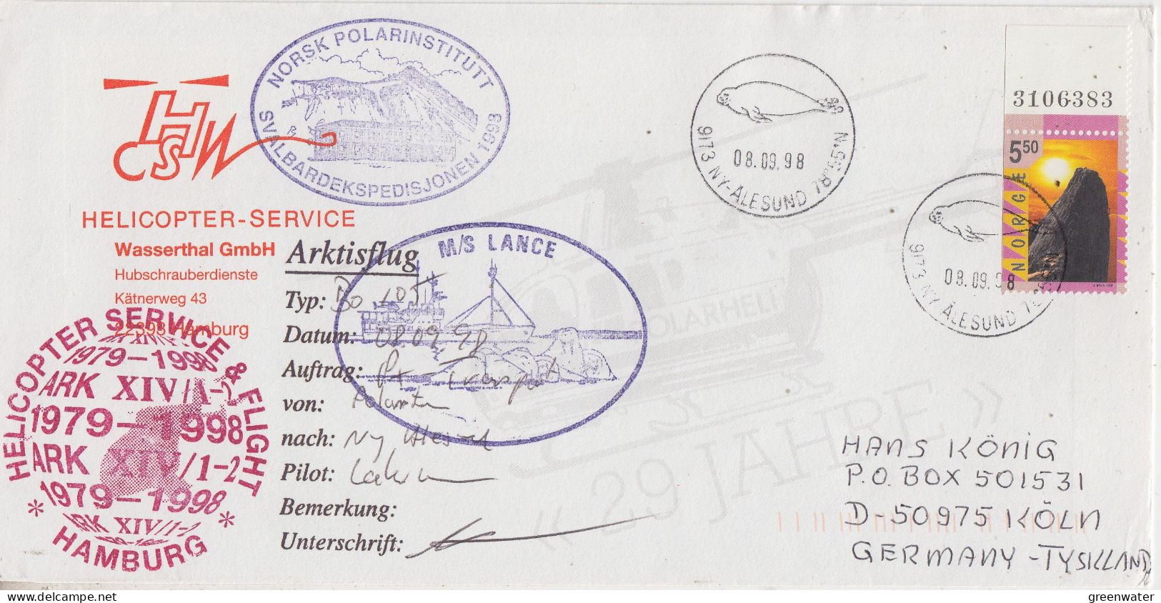 Norway Arctic Flight From Polarstern To NY Alesund 08.09.1998 (JS160B) - Vols Polaires