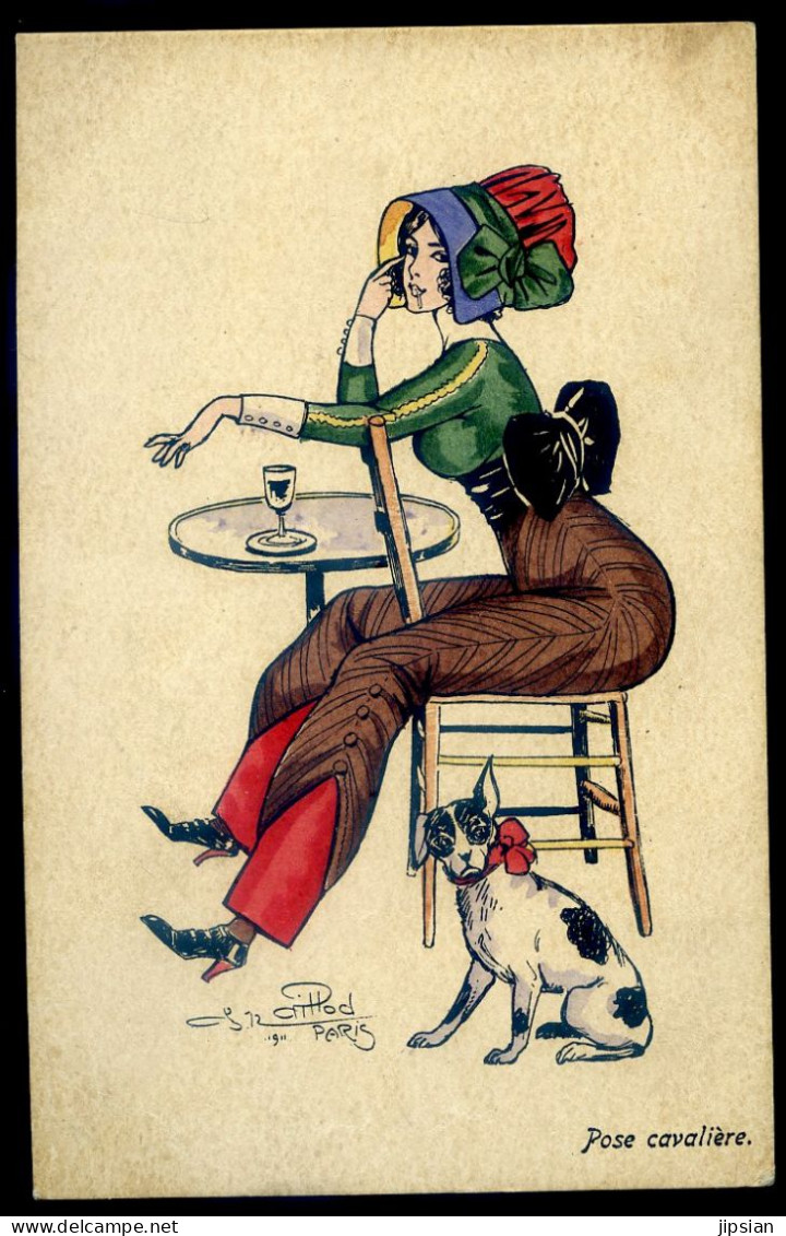 Cpa Illustrateur Charles Naillod 1911 Paris Signée -- Belle Femme Pose Cavalière   STEP61 - Naillod