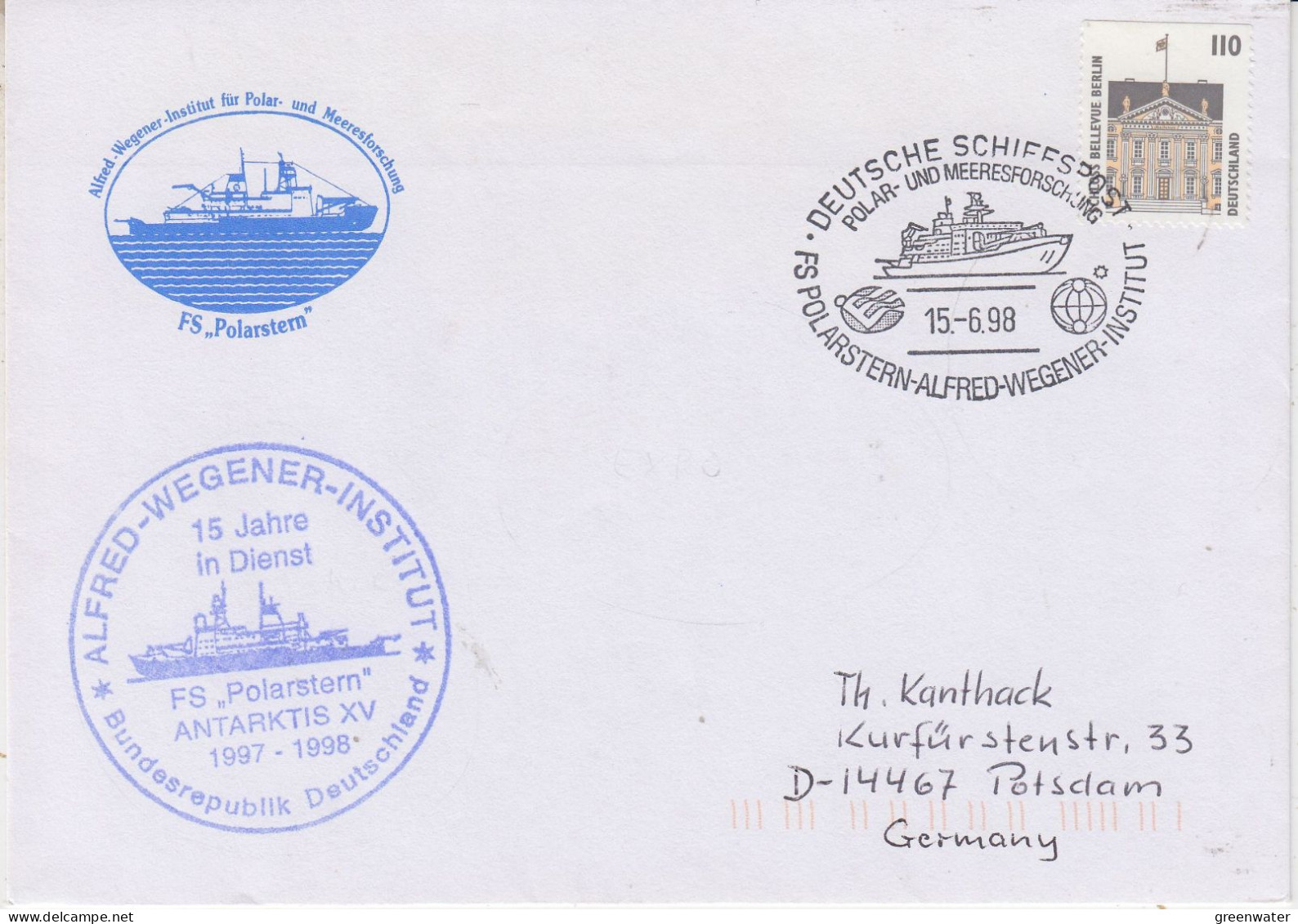 Germany FS Polarstern 15J. Im Dienst Ca Polarstern 15.6.1998 (JS161) - Navires & Brise-glace