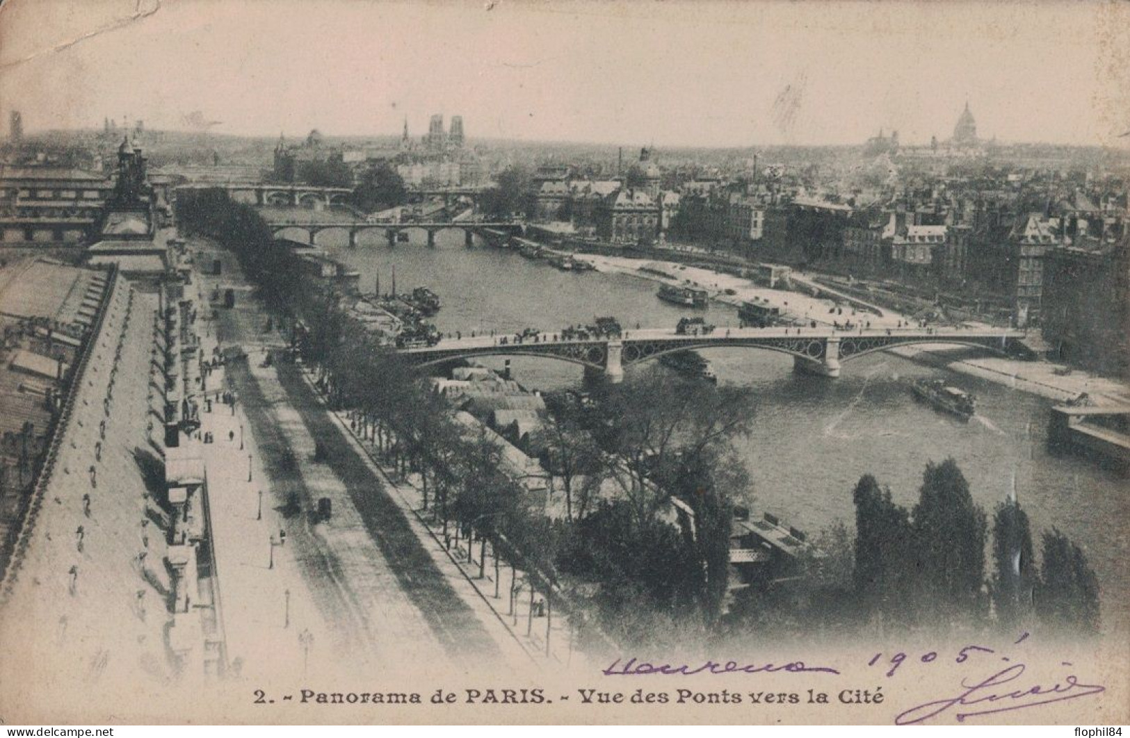 PARIS - BLANC - JOUR DE L'AN - CHIFFRE 25 - DANS UN CERCLE  SUR CARTE POSTALE DE PARIS. - 1877-1920: Semi-Moderne