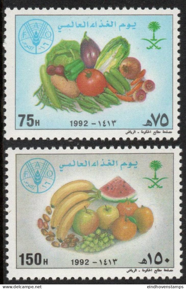 Saudi Arabia, 1992 World Food Day 2 Values MNH SA-92-09 Fruit, Vegatables, Watyer Melon, Pepper, - Islam