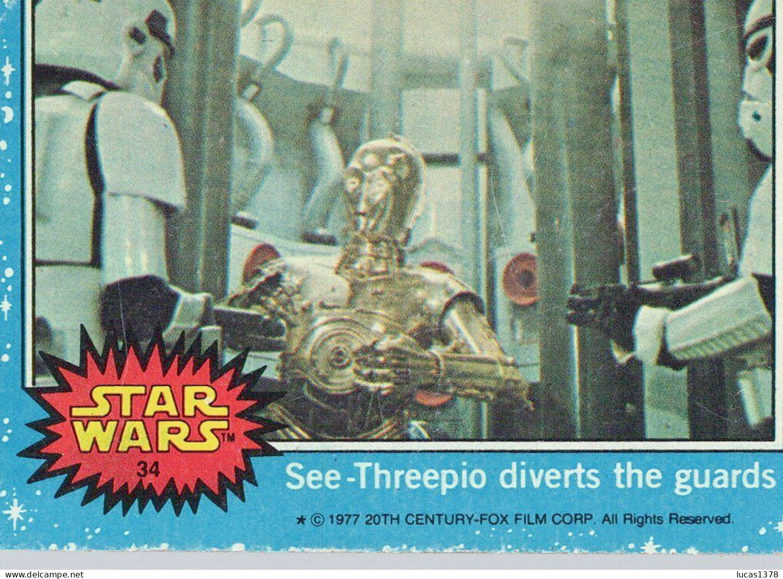 RARE / 1977 STAR WARS - Topps Original Blue Series 1 Carte # 34 - Star Wars