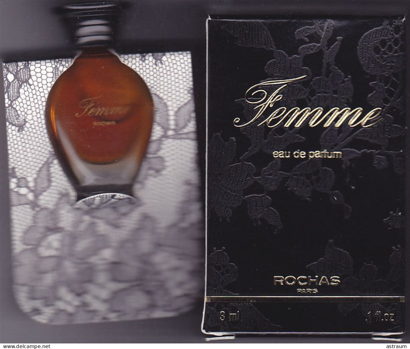 Miniature Vintage Parfum - Rochas - EDP - Femme - Pleine Avec Boite 3ml Support Different De L'autre - Miniatures Femmes (avec Boite)