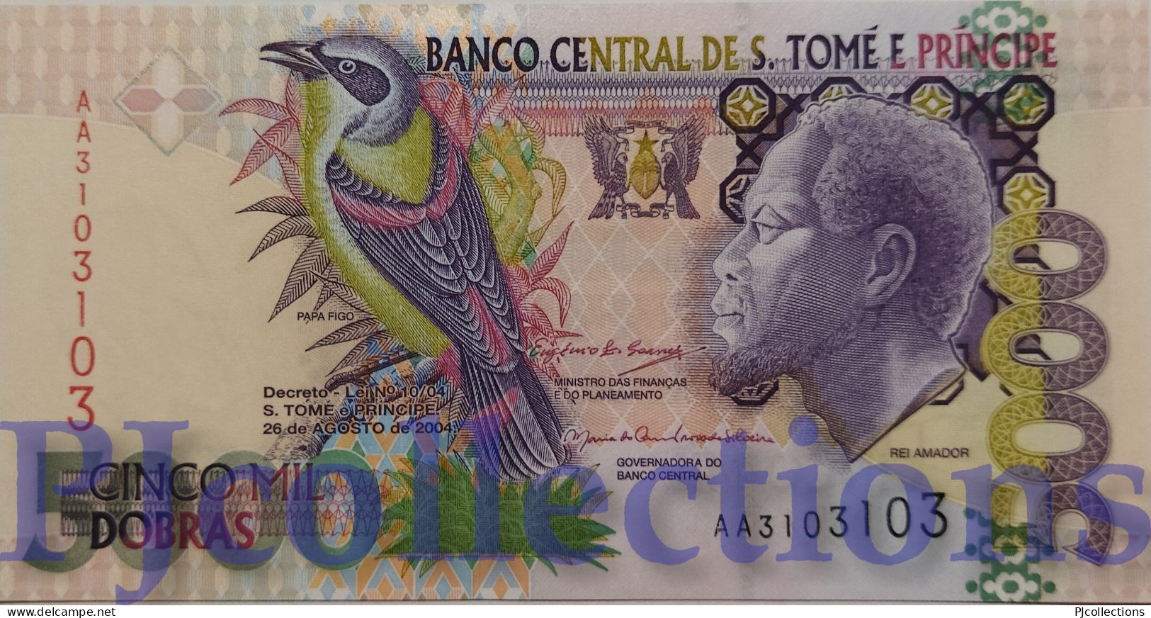 SAINT THOMAS & PRINCE 5000 DOBRAS 2004 PICK 65c UNC GOOD SERIAL NUMBER AA3103103 - Sao Tomé Et Principe