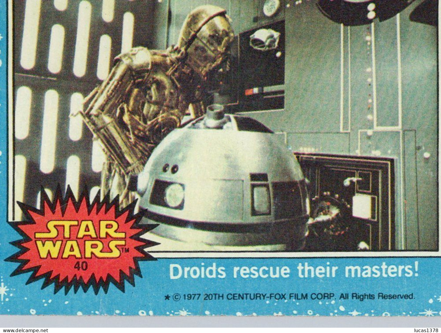 RARE / 1977 STAR WARS - Topps Original Blue Series 1 Carte # 40 - Star Wars