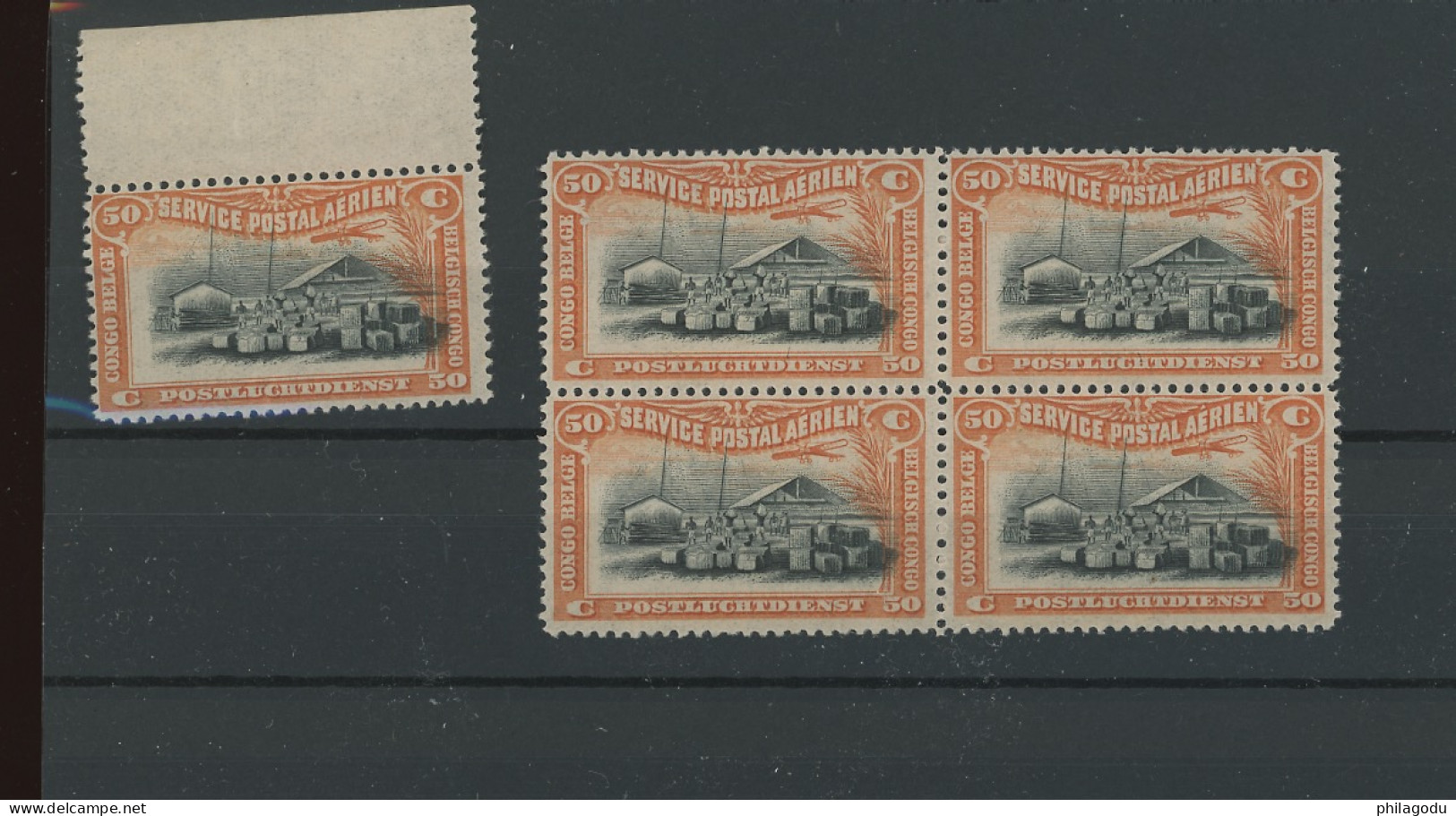 50c. Avion  De 1922. Bloc De 4 ** Et Un ** - Unused Stamps