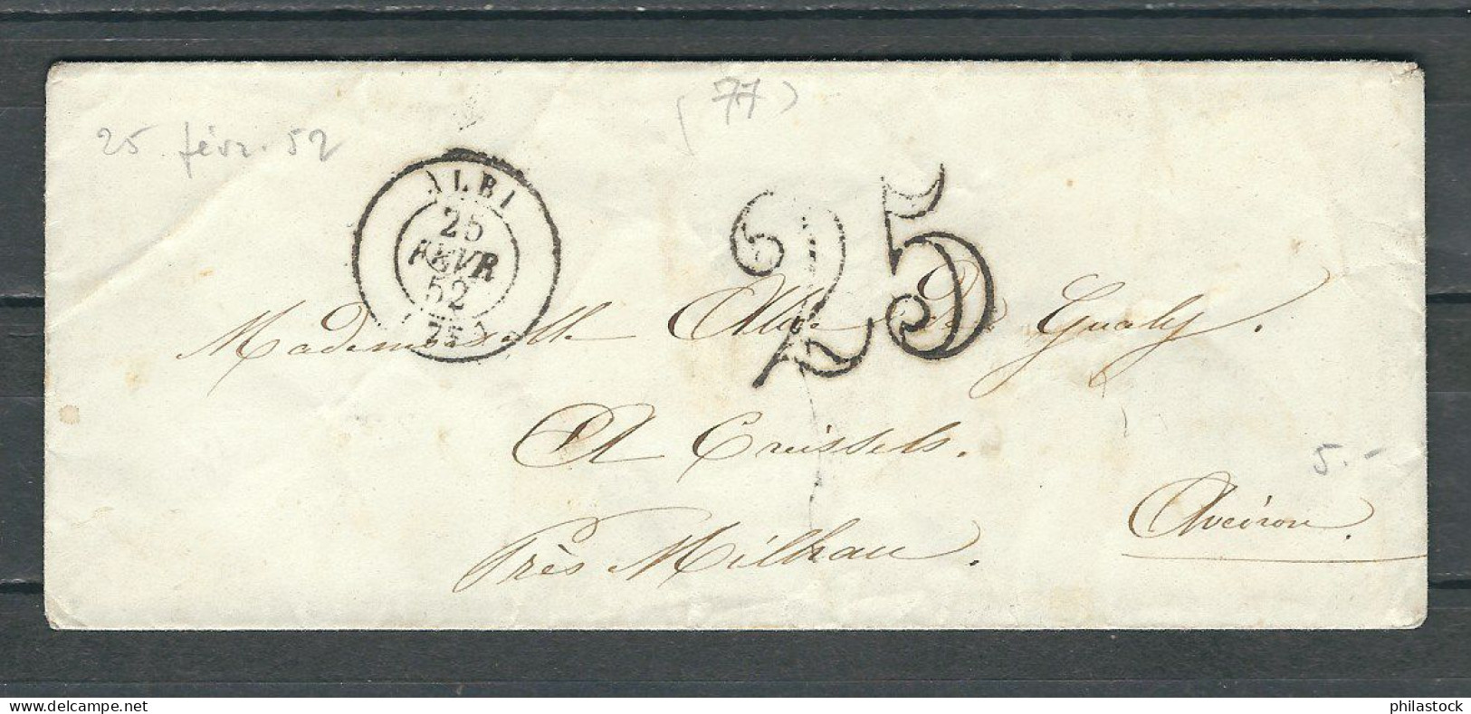 FRANCE 1852 Marwue Postale Taxée D'Albi - 1852 Luis-Napoléon