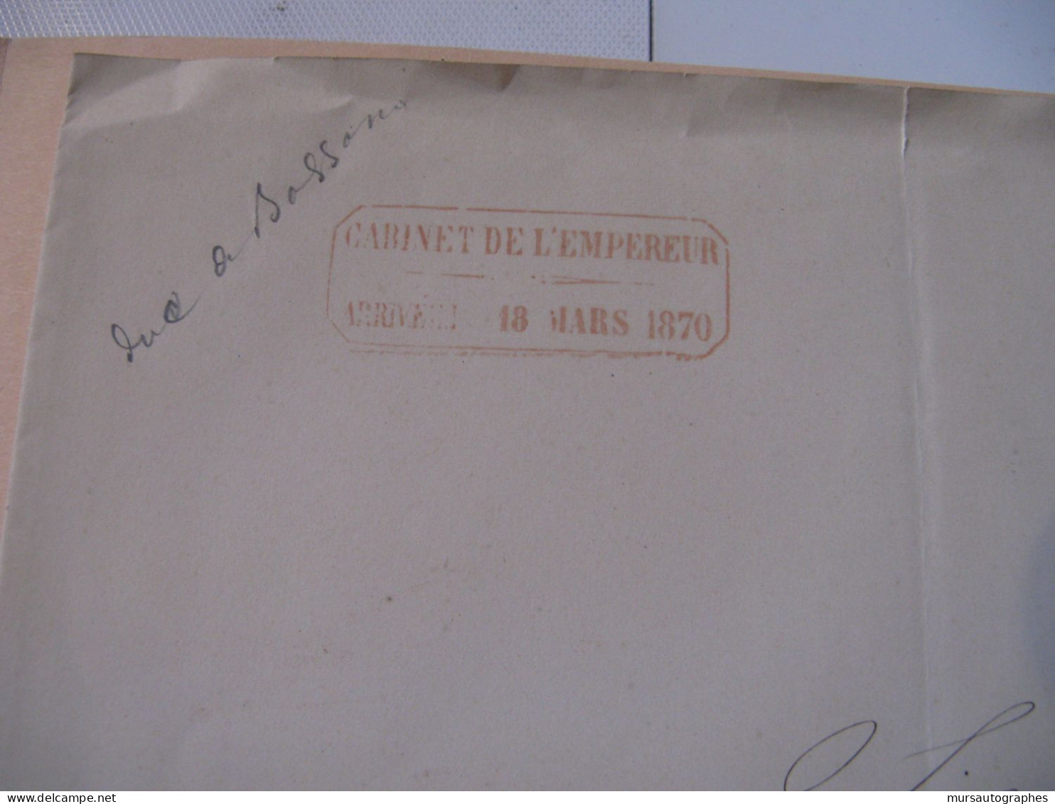 ELIE DE COMMINGES Autographe Signé 1870 ECUYER MEMORIALISTE à NAPOLEON III - Politico E Militare