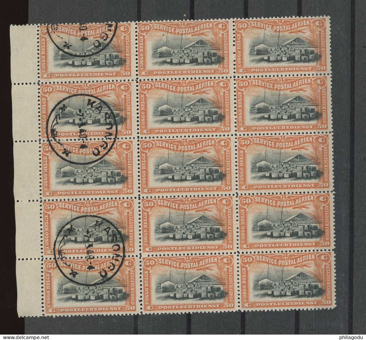 50c. Avion  De 1922. Bloc De 15 ** Ø - Unused Stamps