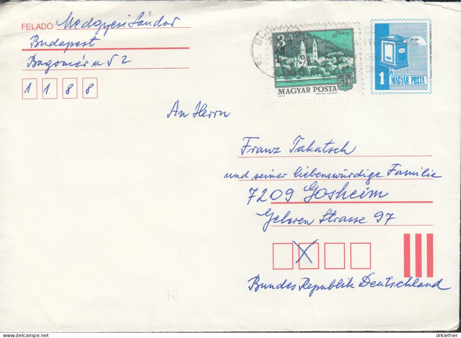 UNGARN U 44 Mit ZFr., Gestempelt, Briefkasten, 1979 - Interi Postali