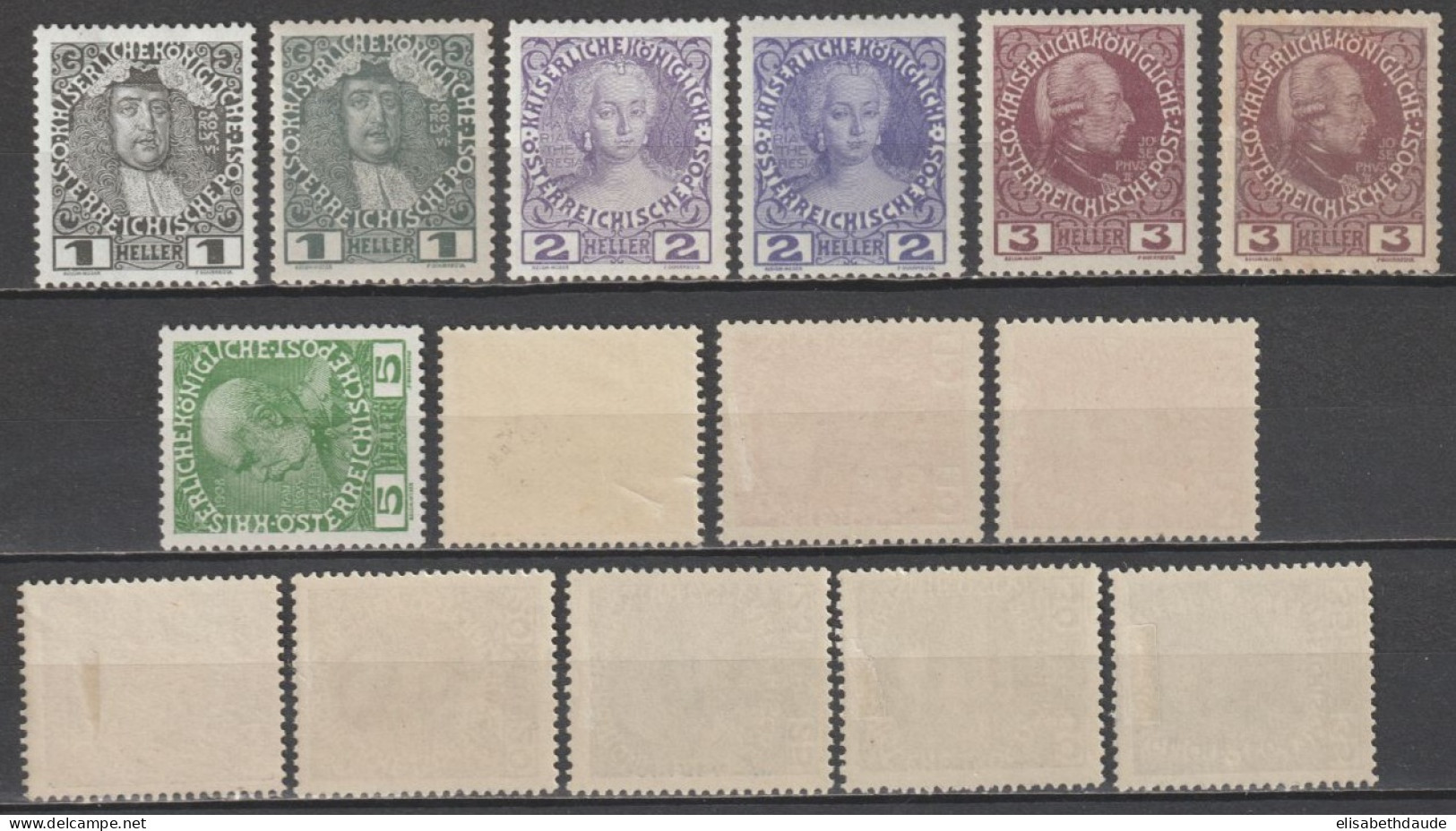 AUTRICHE - 1908 - SERIE YVERT N°101/111 PAPIER GLACE OU/ET PAPIER NORMAL * MLH - - Unused Stamps