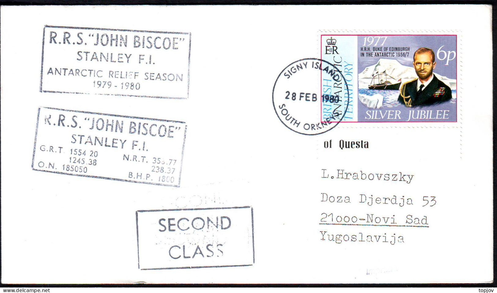 BAT - R.R.S. JOHN BISCOE SIGNY ISLAND SOUTH ORKNEYS - 1980 - Bases Antarctiques