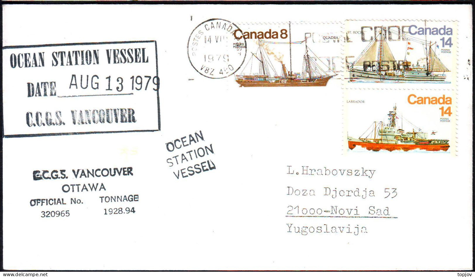 CANADA - STATION VESSEL  C.C.G.S. VANCOUVER - 1979 - Bases Antarctiques