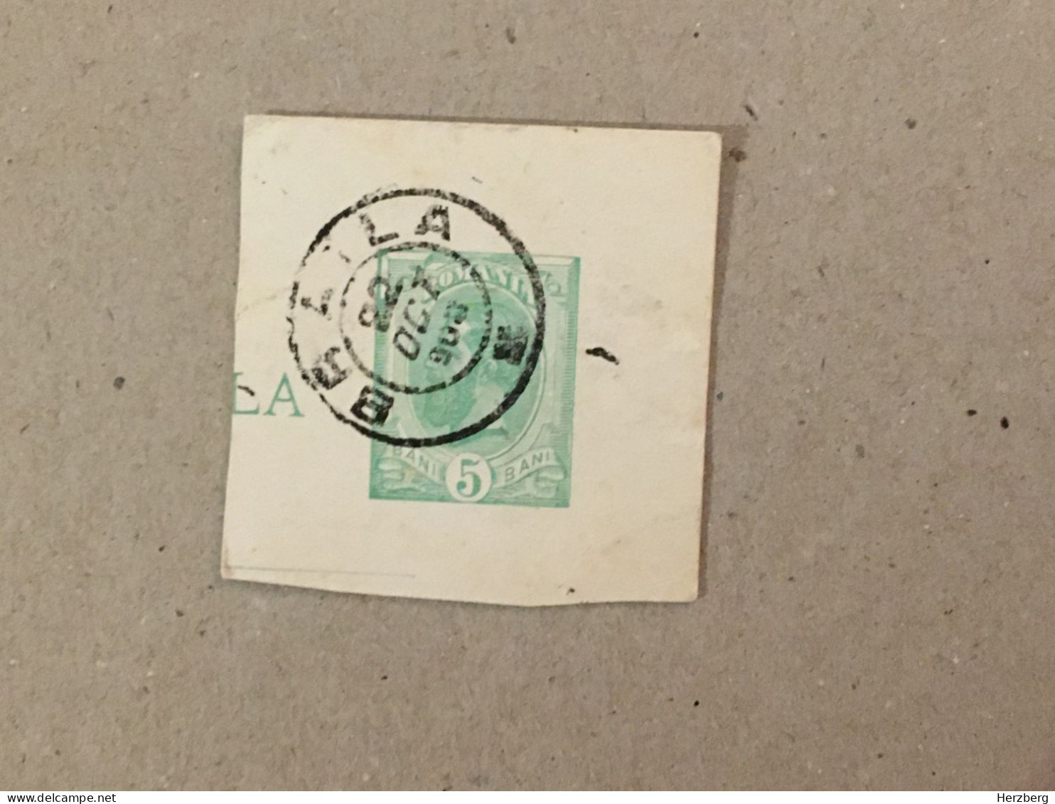 Romania Rumanien Roumanie - 1892 Braila 5 Bani Carol I Charles I - Postal Stationery Stamp Printed On Document Fragment - Usati