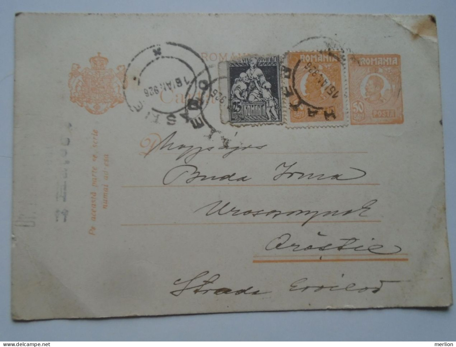 D200973  Romania Uprated Postal Stationery - 1926 Hateg -  Orastie -  Buda Irma - Lettres & Documents