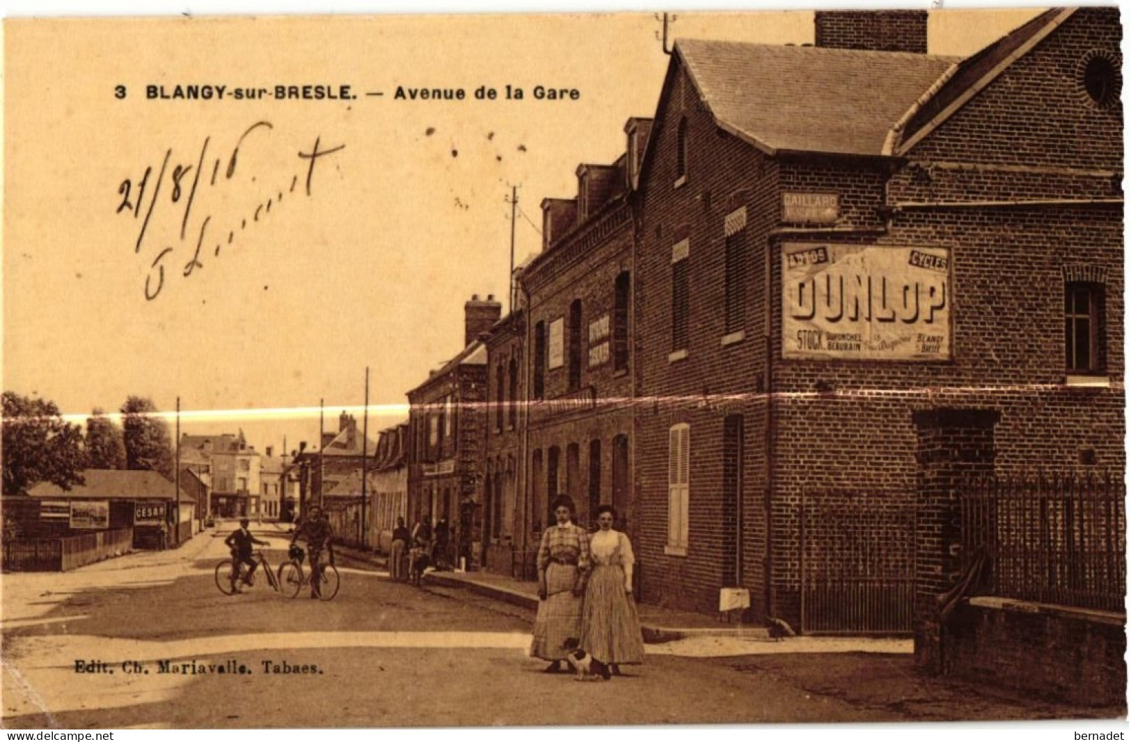 76 . BLANGY SUR BRESLE . AVENUE DE LA GARE . PUB. DUNLOP . STOCK  Duponchel ; Beaurain . - Blangy-sur-Bresle