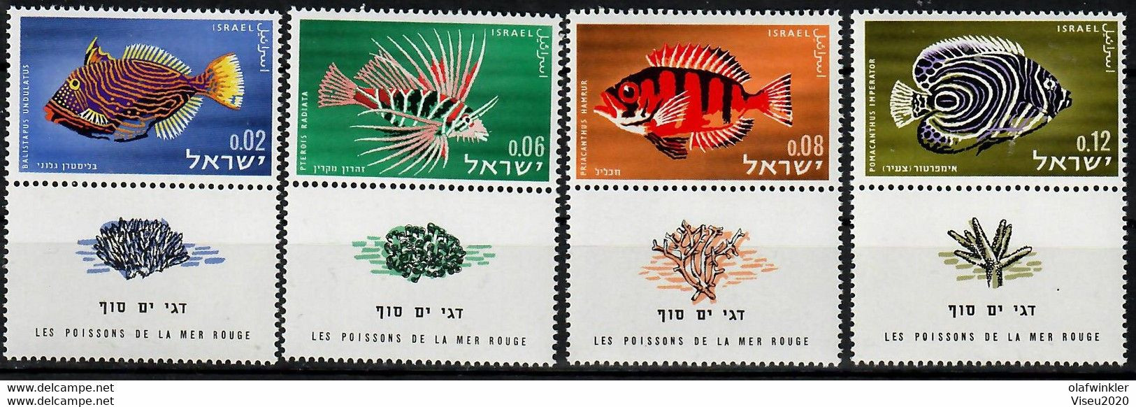 Israel 1963 Red Sea Fish (II) HalfTAB Bale 277-80  Sc 246-9  YT 242-5  Mi 291-4 MNH - Ungebraucht (mit Tabs)