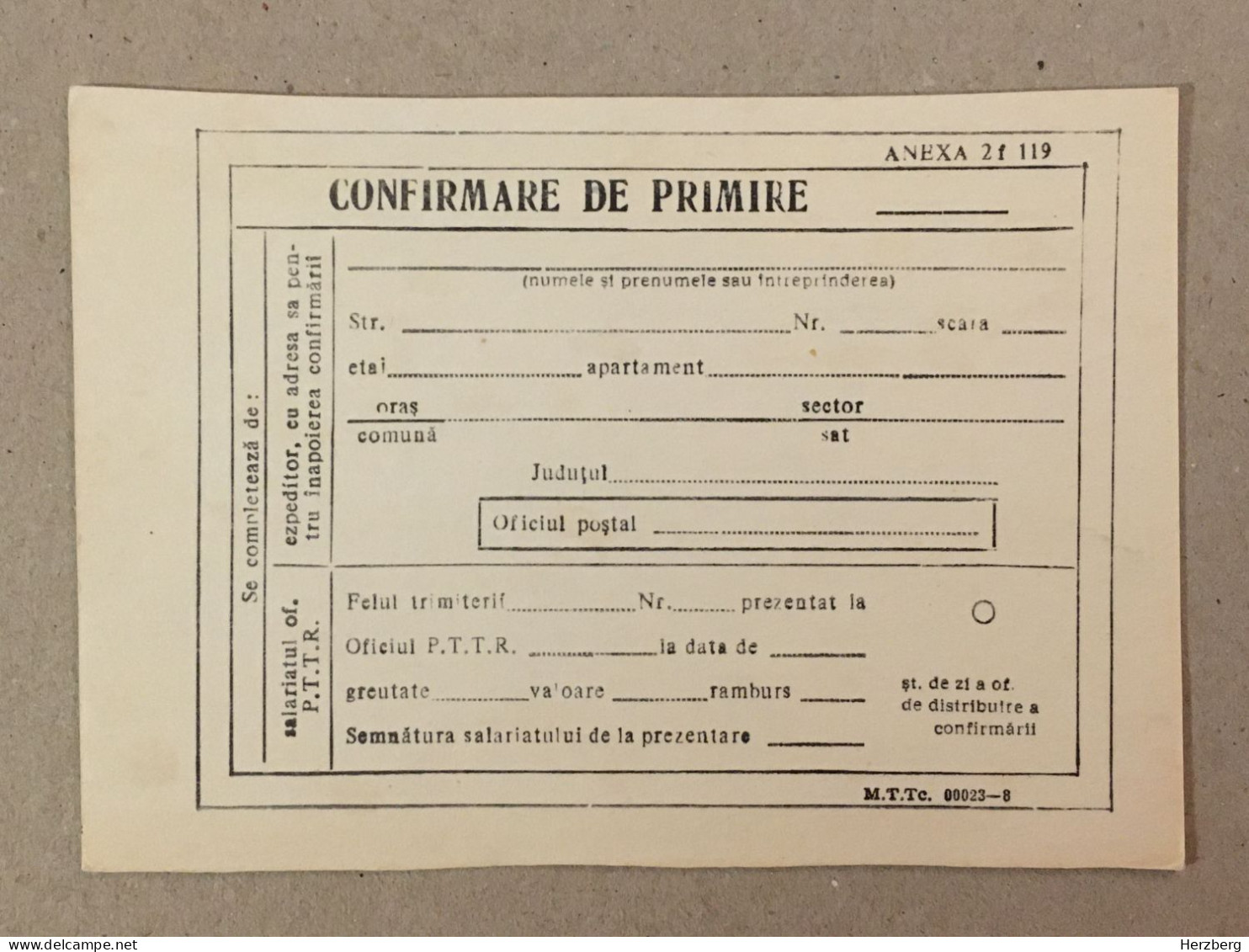 Romania Rumanien Roumanie - 1975 Confirmare De Primire / Postal Receipt Confirmation - Unused - Cartas & Documentos