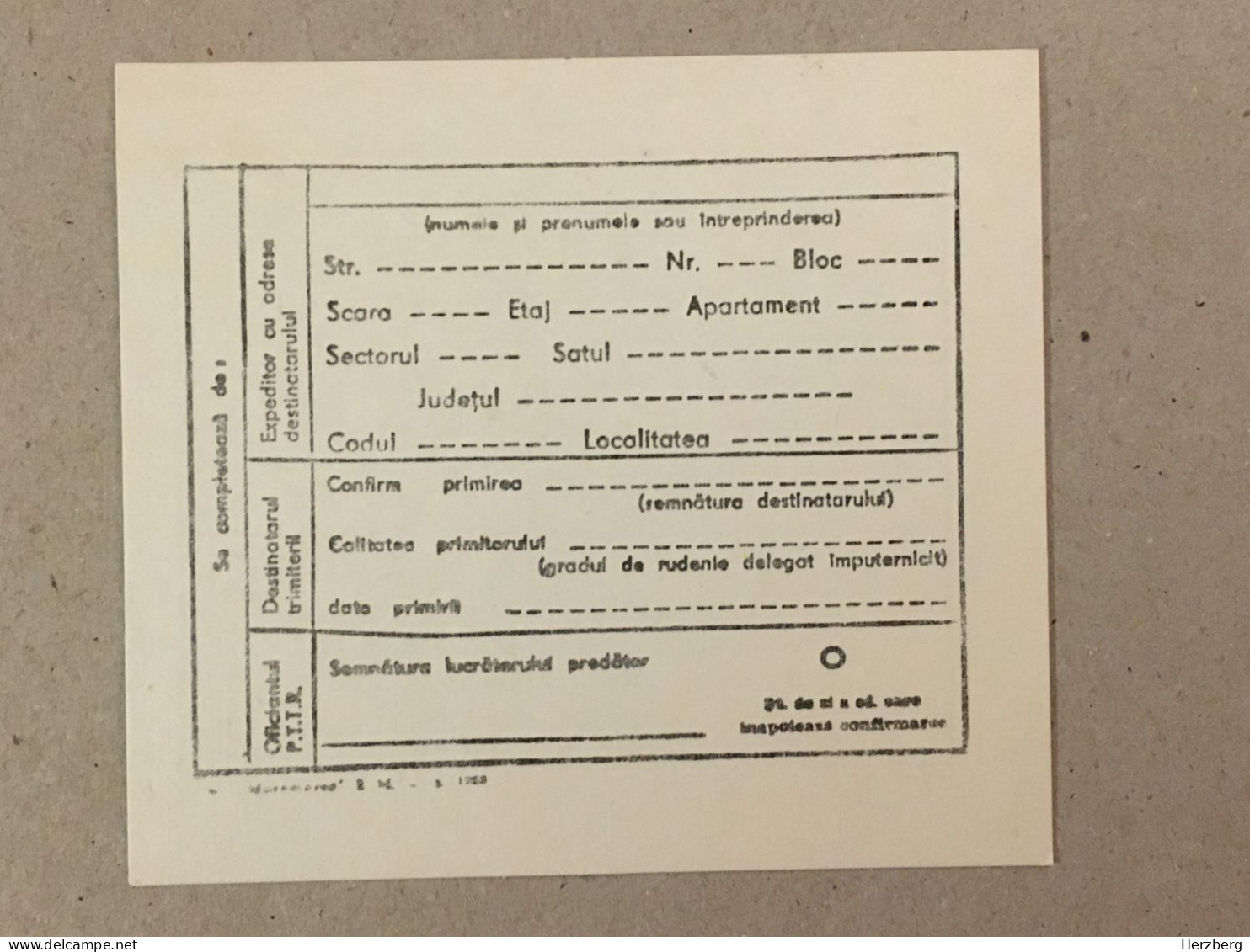 Romania Rumanien Roumanie - 1981 Confirmare De Primire / Postal Receipt Confirmation - Unused - Storia Postale