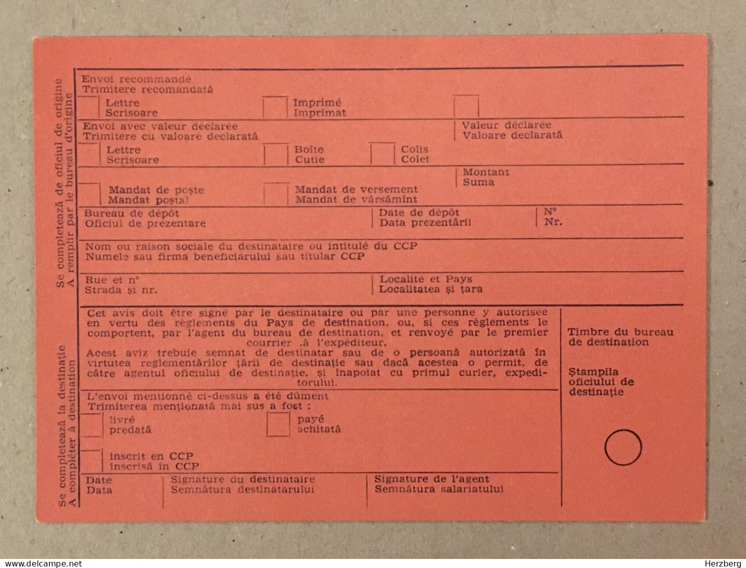 Romania Rumanien Roumanie - RSR - Postal Dispatch Bulletin / Postal Notice - Briefe U. Dokumente