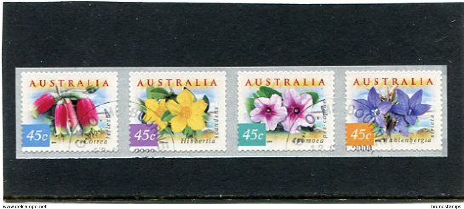 AUSTRALIA - 1999  COASTAL FLOWERS P&S  STRIP PEMARA 3 KOALAS  REPRINT  FINE USED - Gebraucht