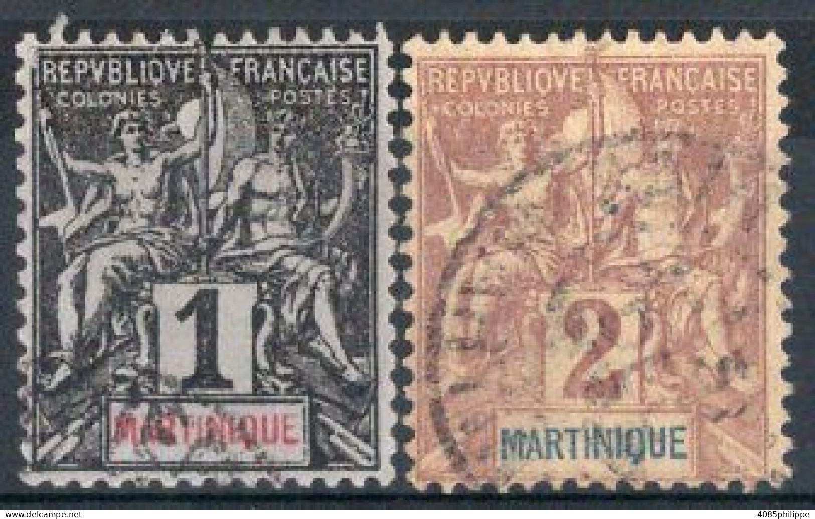 Martinique Timbres-poste N°31 & 32 Oblitérés TB Cote : 3€75 - Gebraucht