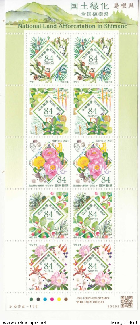 2021 Japan Shimane Land Afforestation Birds Trees Flowers Miniature Sheet Of 10 MNH @ BELOW FACE VALUE - Neufs