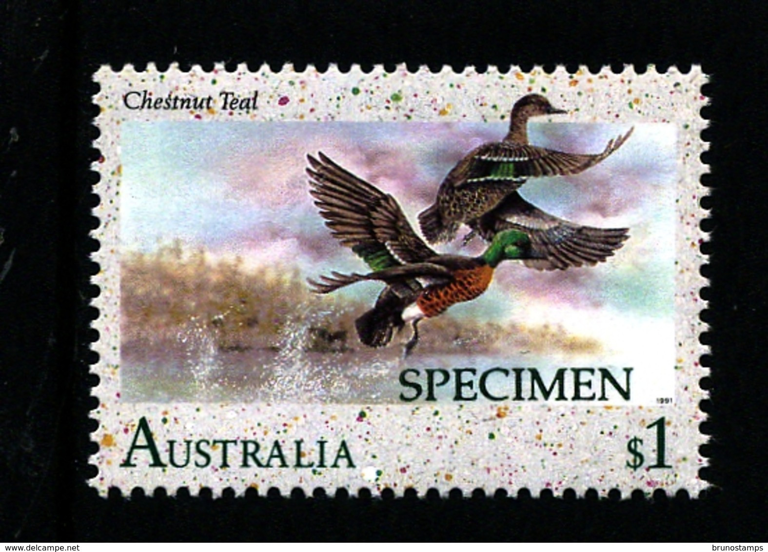 AUSTRALIA - 1992  $  1  CHESTNUT  TEAL  SPECIMEN  OVERPRINTED  MINT NH - Variétés Et Curiosités