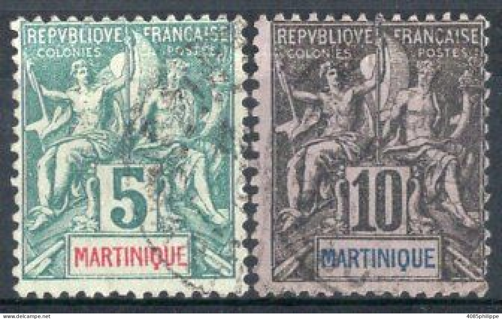 Martinique Timbres-poste N°34 & 35 Oblitérés TB Cote : 4€25 - Gebraucht