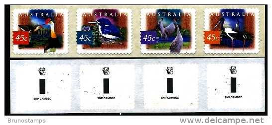 AUSTRALIA - 1998 WETLANDS BIRDS  P&S STRIP  SNP CAMBEC  1 KOALA REPRINT MINT NH - Ungebraucht