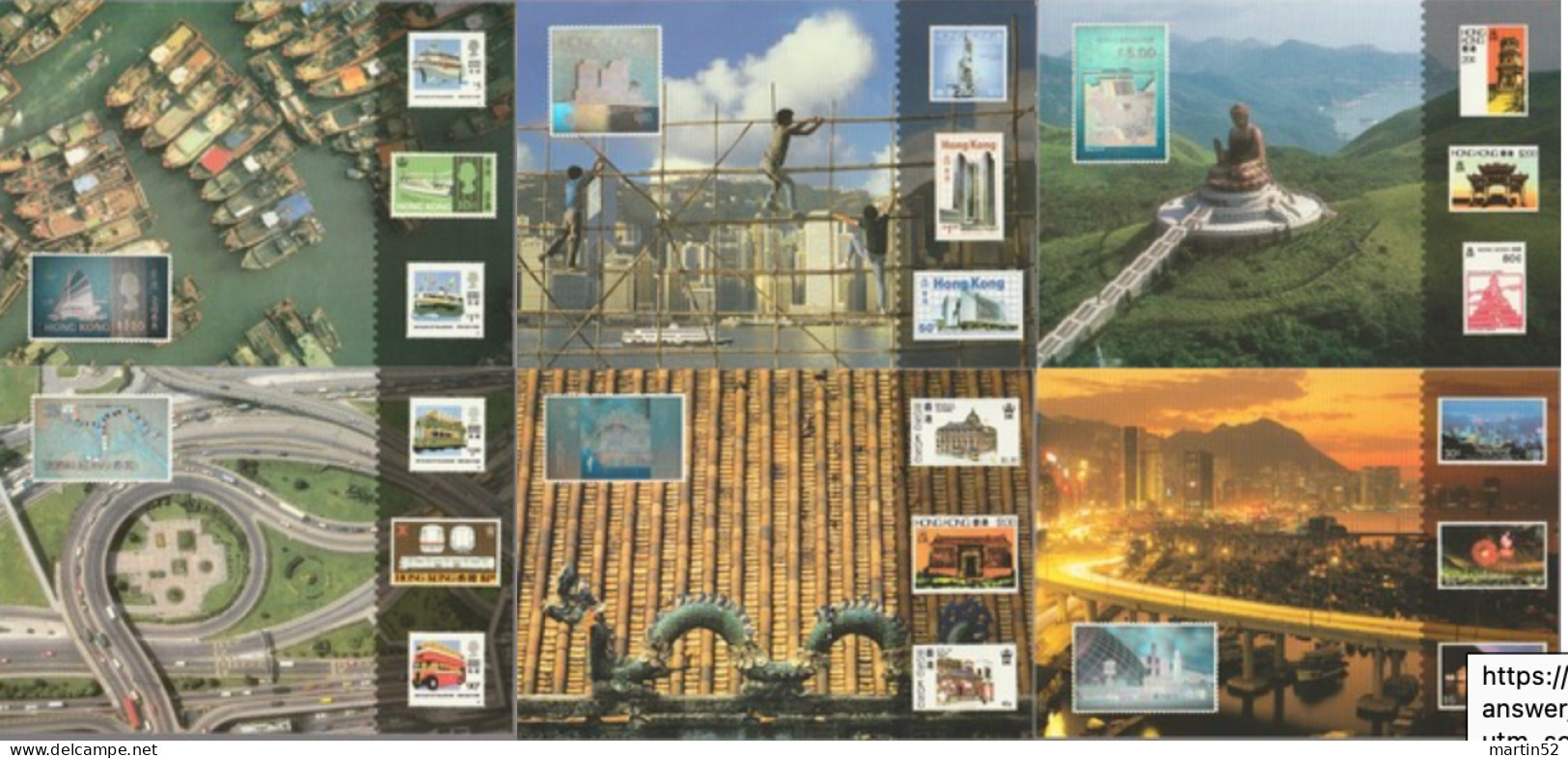 Hong Kong 1997: Postcard-Set Stamp-Exhibition N° 3-8  With HOLOGRAM On Each Picture-side (ungelaufen Non Circulé Unused) - Hologrammes
