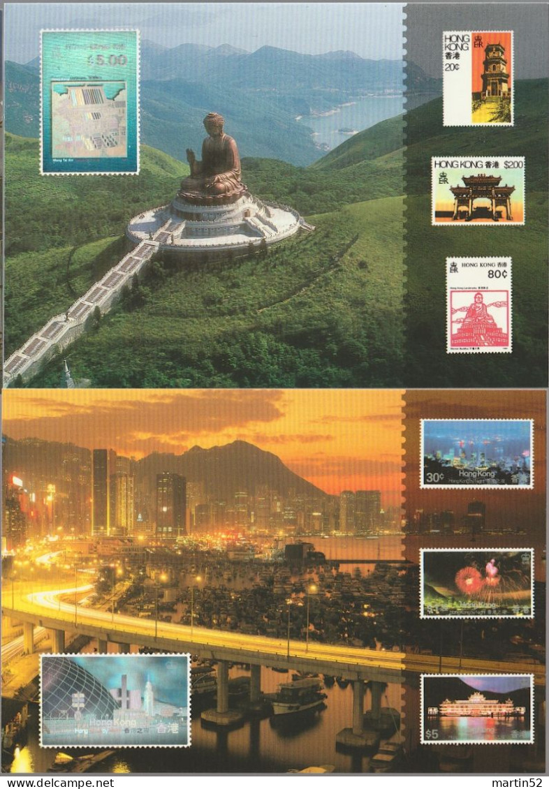 Hong Kong 1997: Postcard-Set Stamp-Exhibition N° 3-8  With HOLOGRAM On Each Picture-side (ungelaufen Non Circulé Unused) - Hologramme