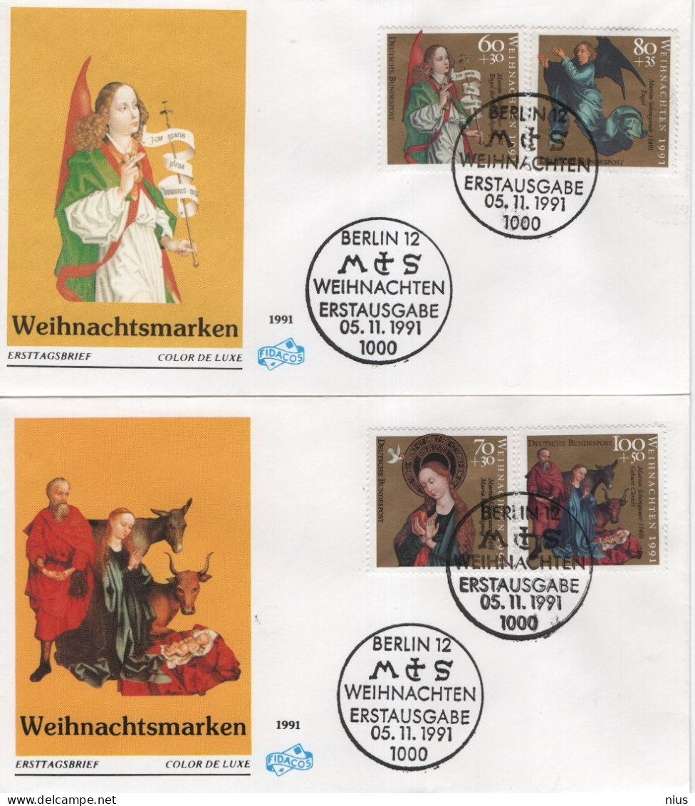 Germany Deutschland 1991 FDC X2 Weihnachten Weihnachts Weihnacht Christmas, Berlin - 1991-2000