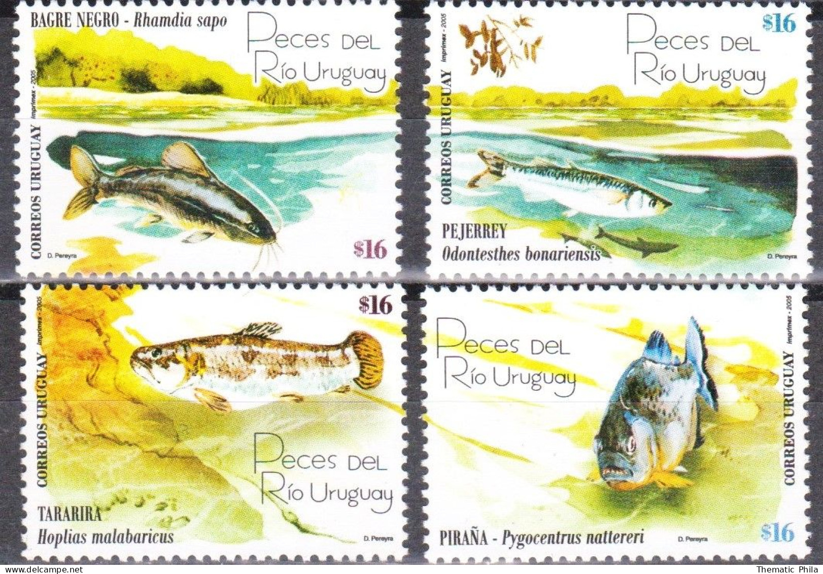 2005 URUGUAY MNH Yv 2240/3 - Marine Faune River Fish Poissons Peces - Uruguay