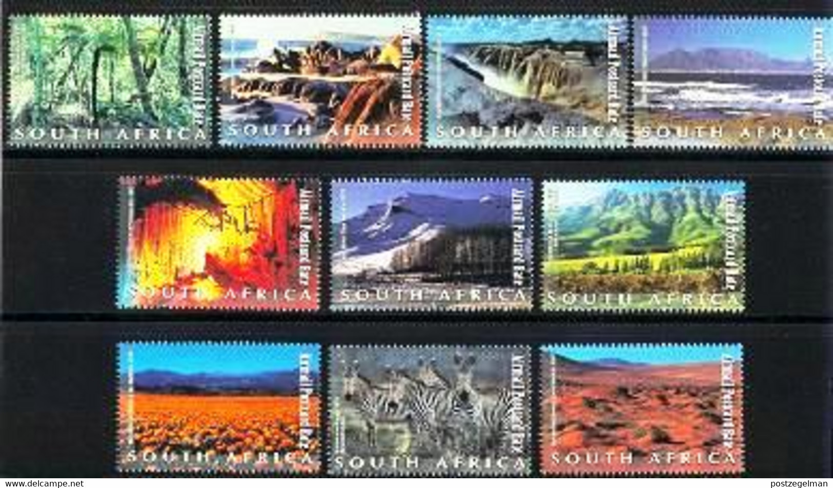 RSA, 2001, MNH Stamp(s)  , Tourism Natural Wonders, SACC Nr(s).  1439-1448, Scannr. M9082 - Ongebruikt