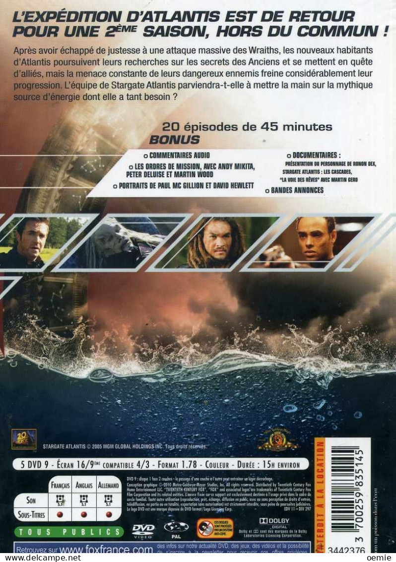 STARGATE ATLANTIS     L 'INTEGRAL DE LA SAISON  2   ( 5  DVD  )  20  EPISODES  DE 45 Mm - Sciences-Fictions Et Fantaisie