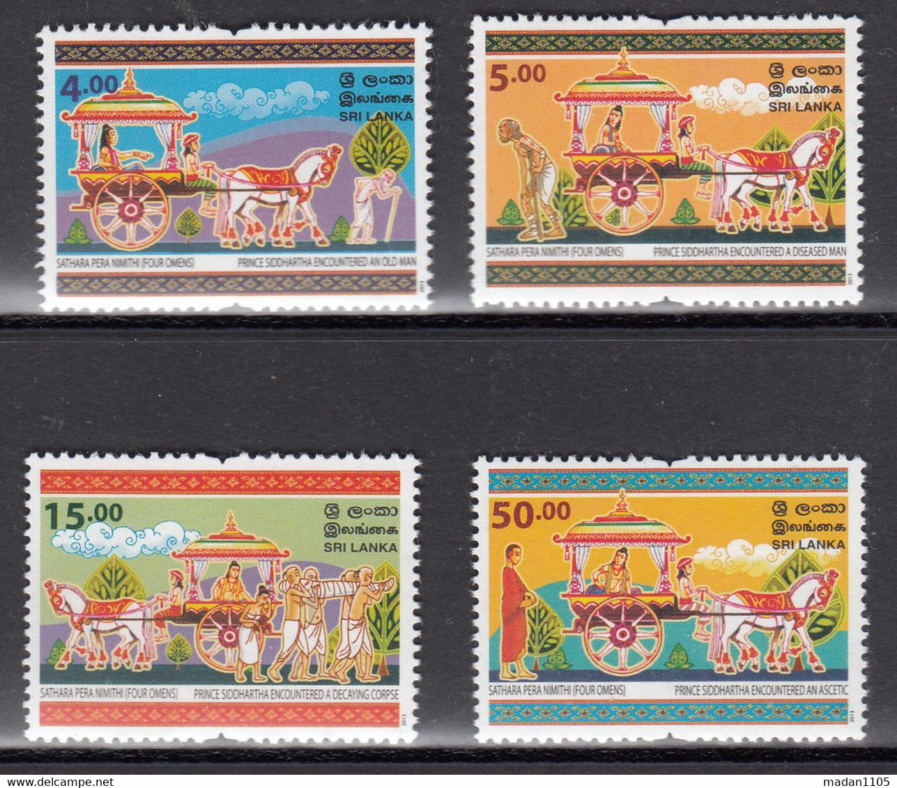 SRI LANKA, 2013, Vesak, Set 4 V,   MNH,  (**) - Sri Lanka (Ceylan) (1948-...)