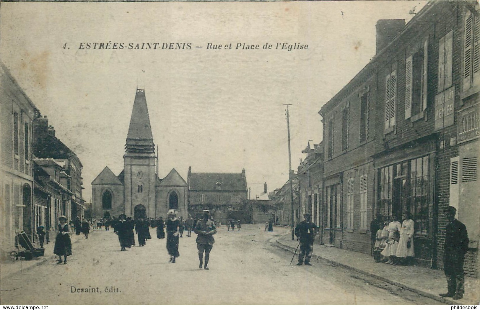 OISE   ESTREES SAINT DENIS Rue Et Place De L'église - Estrees Saint Denis