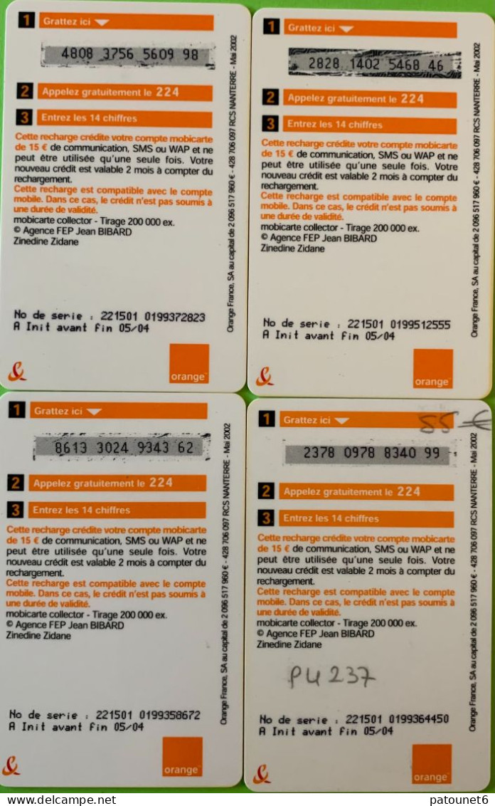 MBA A 230  -   ZIDANE  -   15 E. -  1 Lot De 4 Cartes - Cellphone Cards (refills)