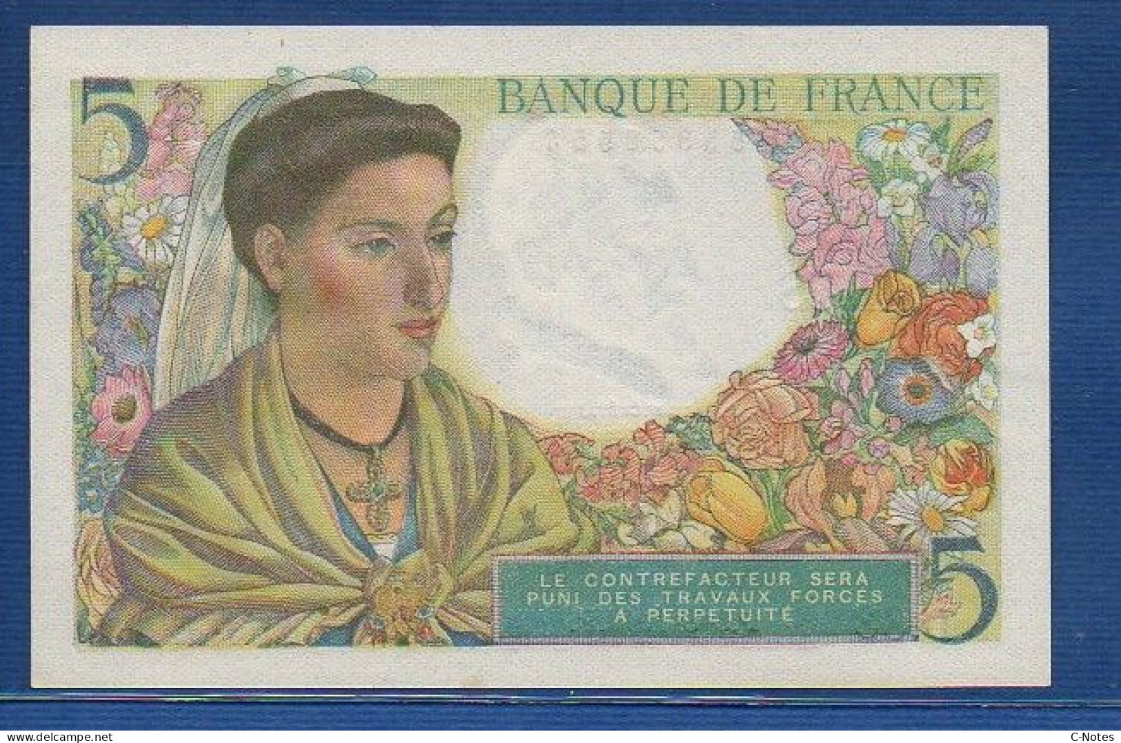 FRANCE - P. 98a – 5 Francs 'Berger'' 05.08.1943, UNC-, S/n D.63 58554 - 5 F 1943-1947 ''Berger''