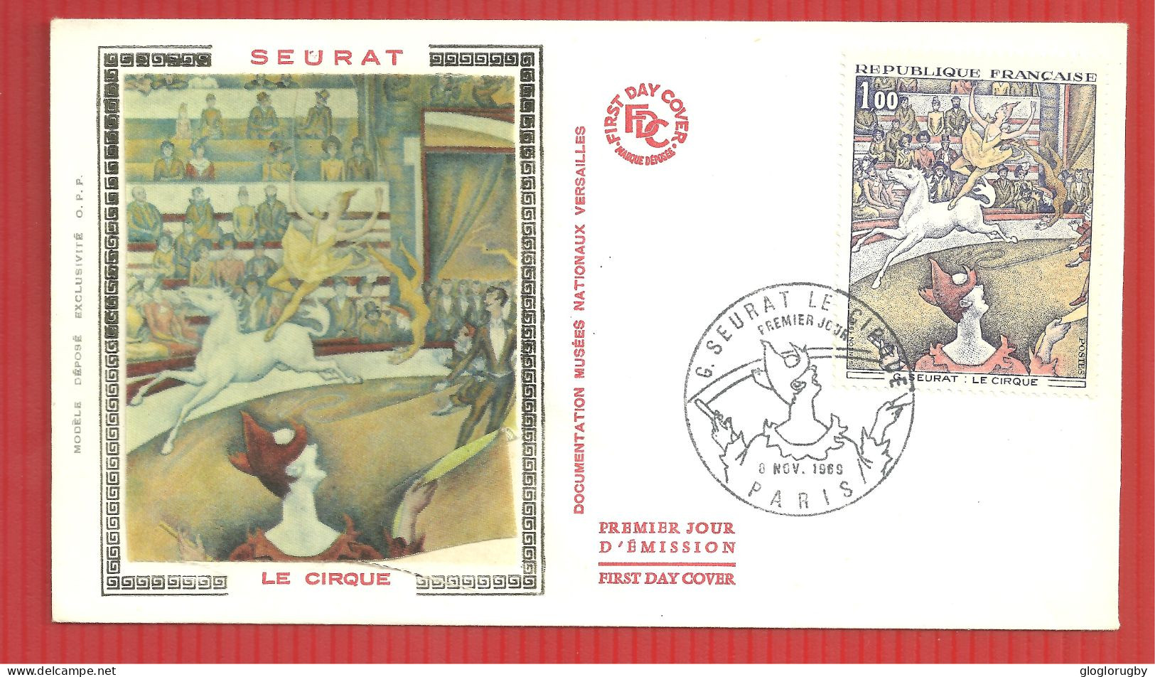 ENVELOPPE  PREMIER JOUR SEURAT LE CIRQUE 6 11 1969 - Circus