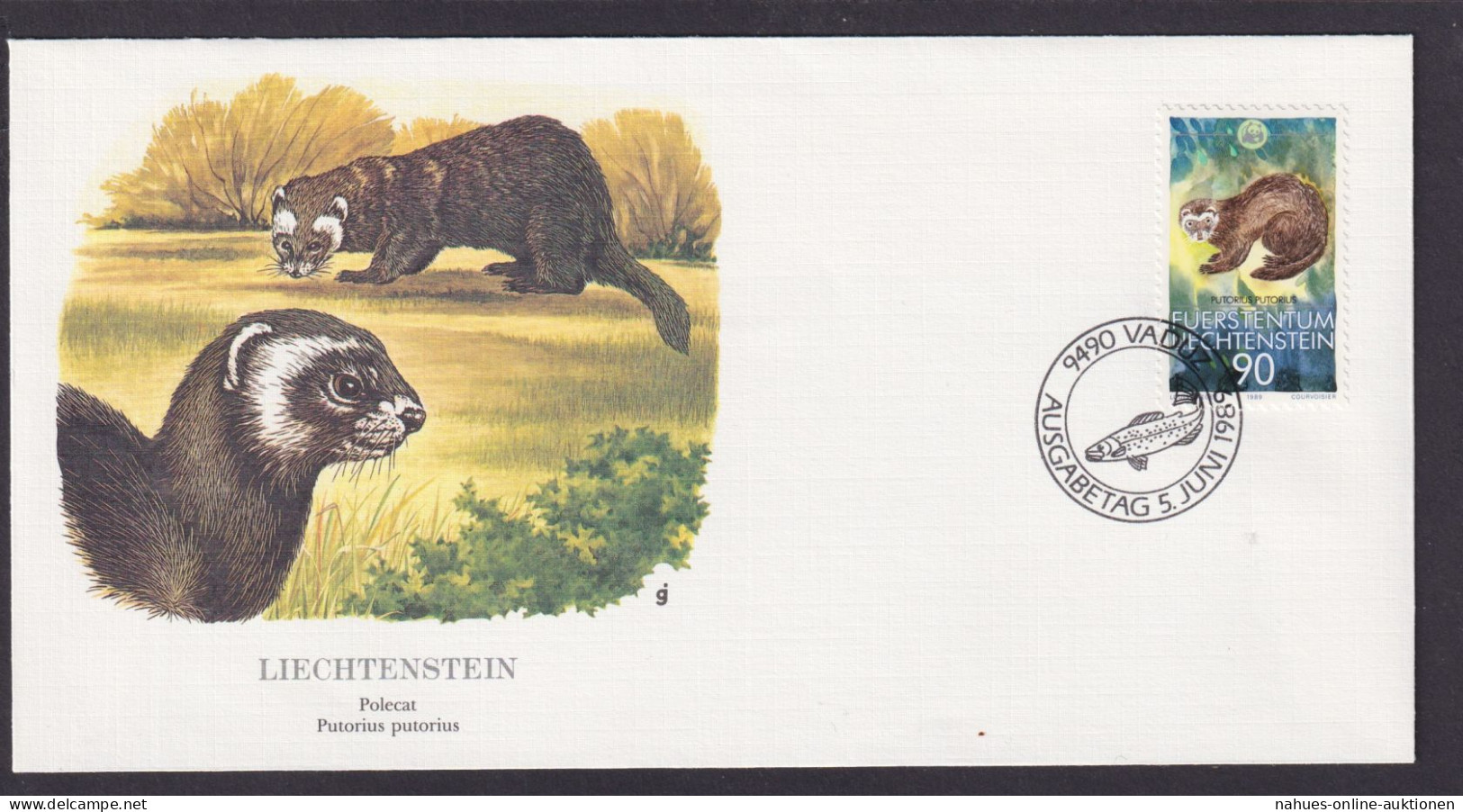 Liechtenstein Fauna Iltis Schöner Künstler Brief - Lettres & Documents