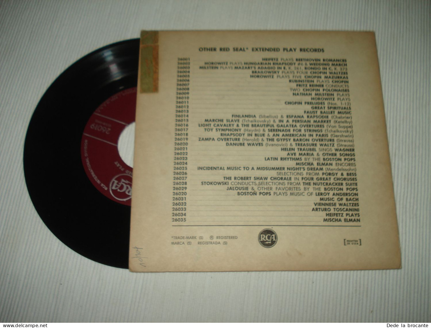 B13 / Boston Pops Orchestra – Zampa  Overture - EP - RCA – 26019 - US 19?? EX/EX - Spezialformate