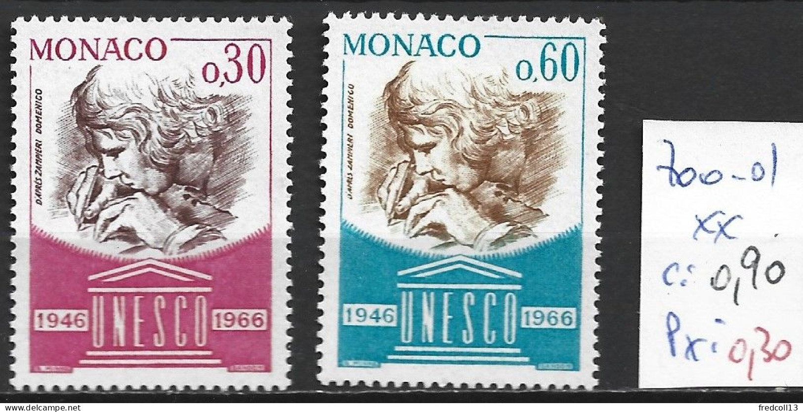 MONACO 700-701 ** Côte 0.90 € - UNESCO