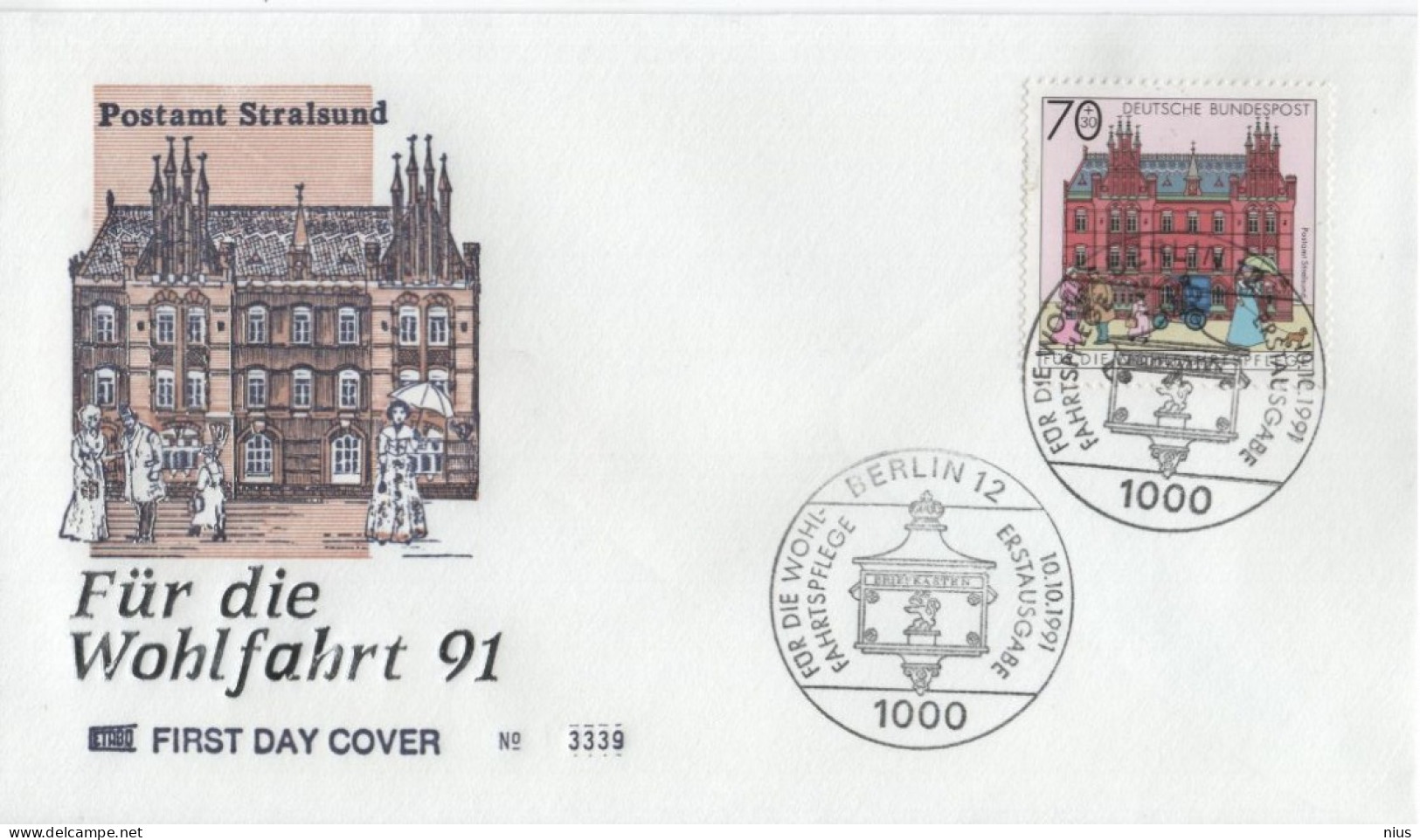 Germany Deutschland 1991 FDC Für Die Wohlfahrtspflege Wohlfahrt Wohlfahrtsmarken, Postamt Stralsund, Berlin - 1991-2000