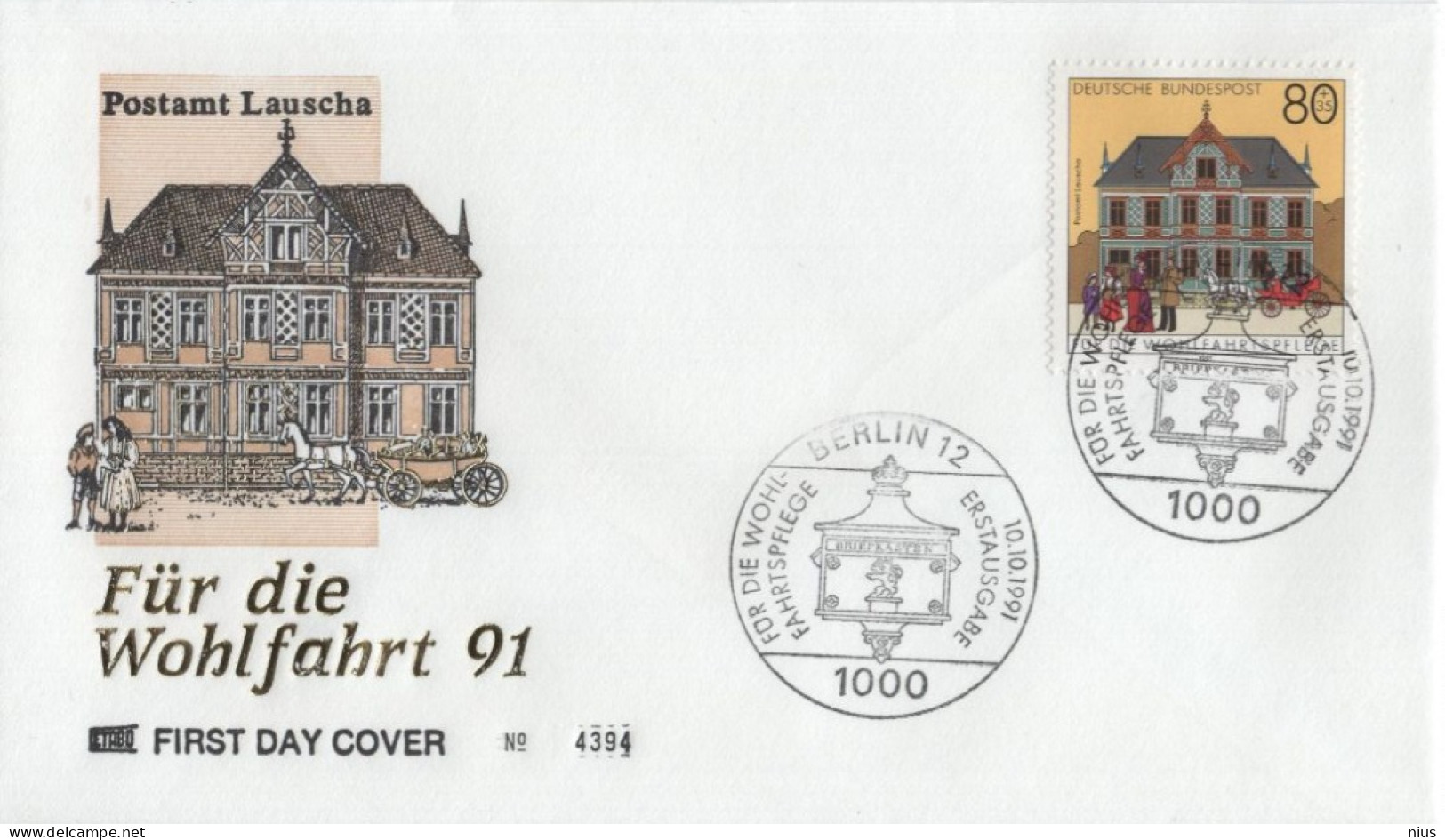 Germany Deutschland 1991 FDC Für Die Wohlfahrtspflege Wohlfahrt Wohlfahrtsmarken, Postamt Lauscha, Berlin - 1991-2000