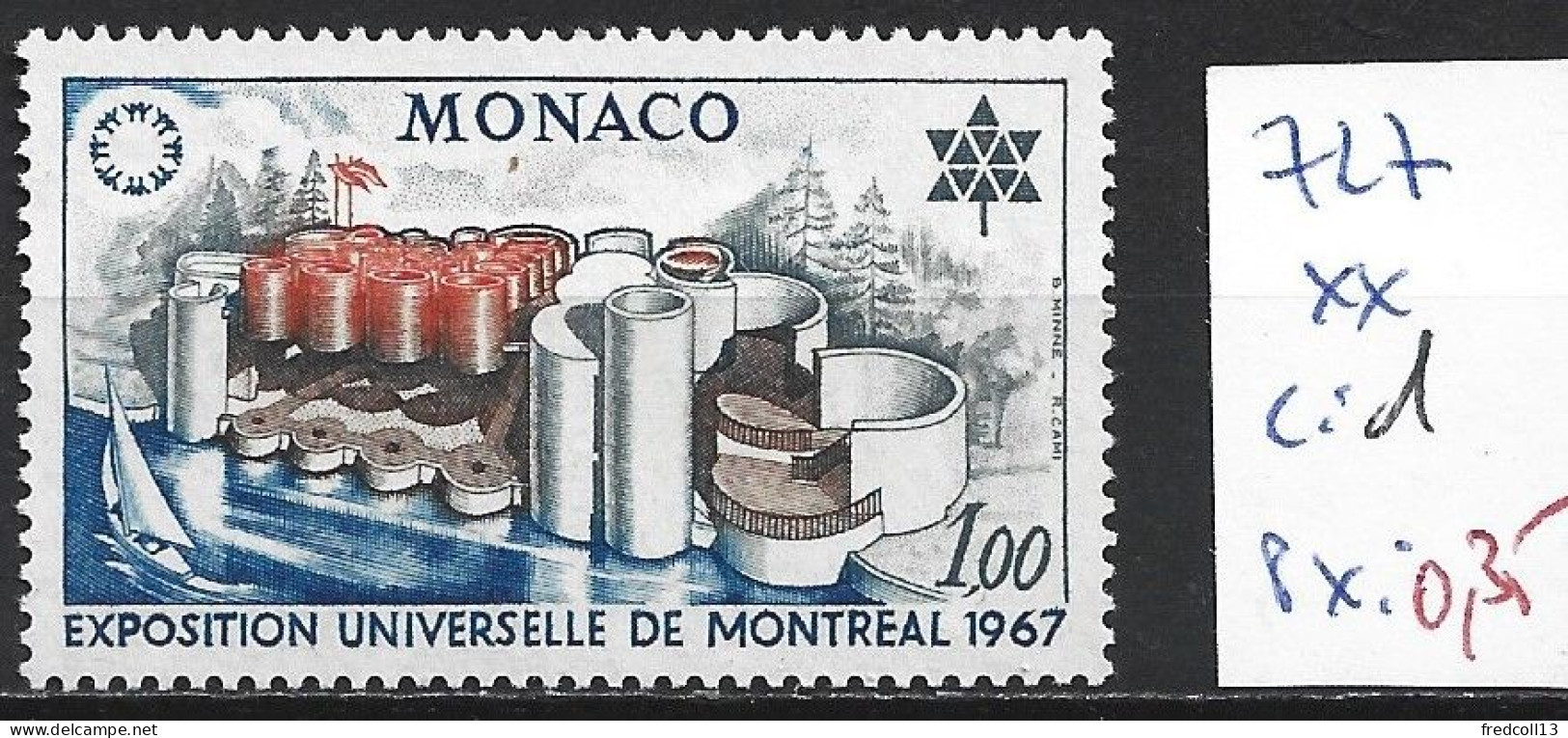 MONACO 727 ** Côte 1 € - 1967 – Montreal (Kanada)