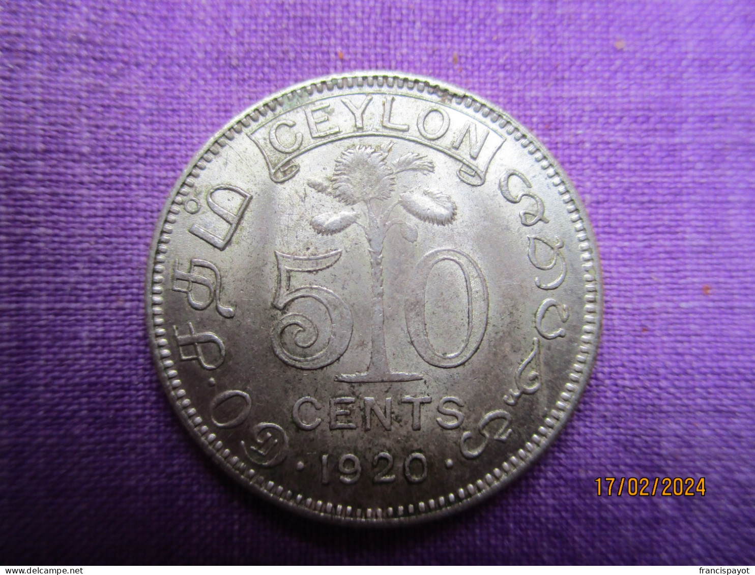 Ceylon: 50 Cents 1920 - Sri Lanka