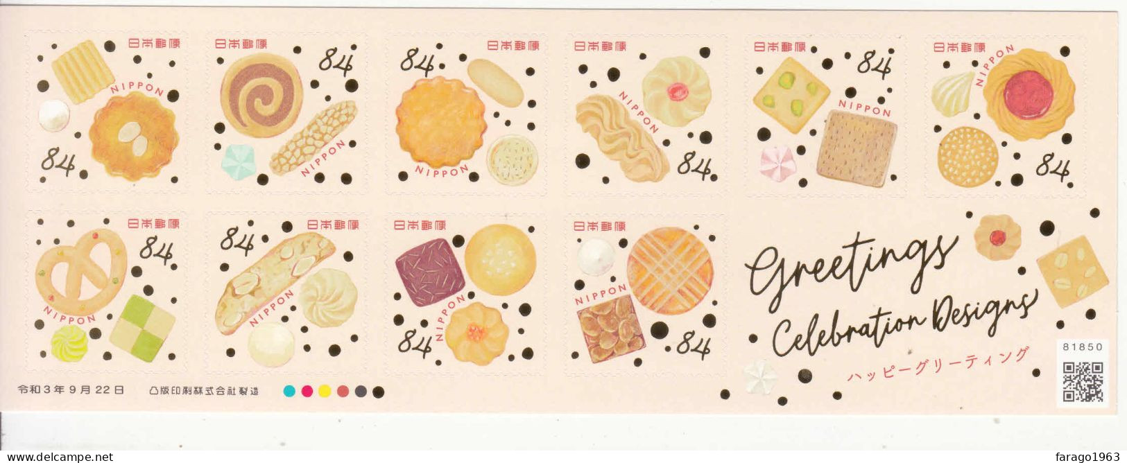 2021 Japan Greetings Celebration Food Biscuits Pretzels GOLD FOIL  Miniature Sheet Of 10 MNH @ BELOW FACE VALUE - Ongebruikt